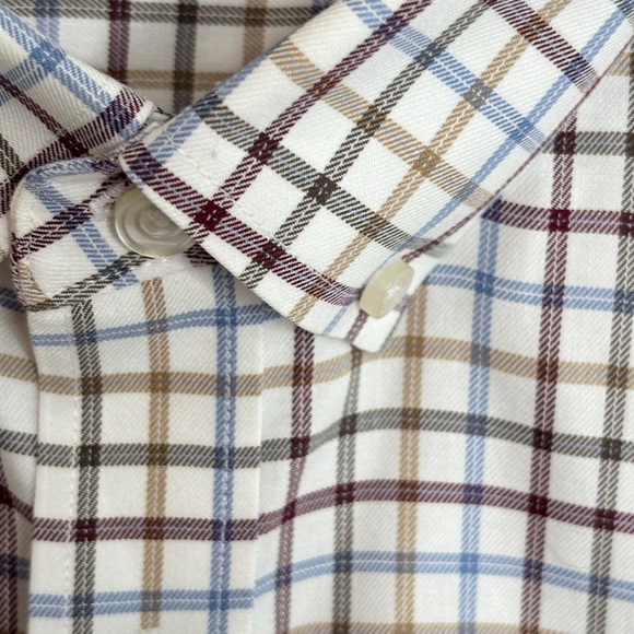 Untuckit Shirt Mens XXX-Large Plaid Long Sleeve Button Down Checkered Blue Tan - Picture 12 of 13
